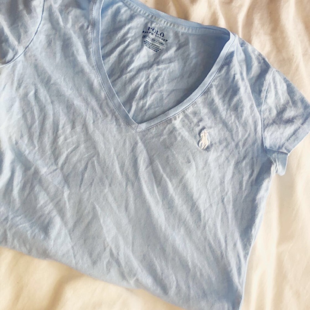 Light blue polo v-neck